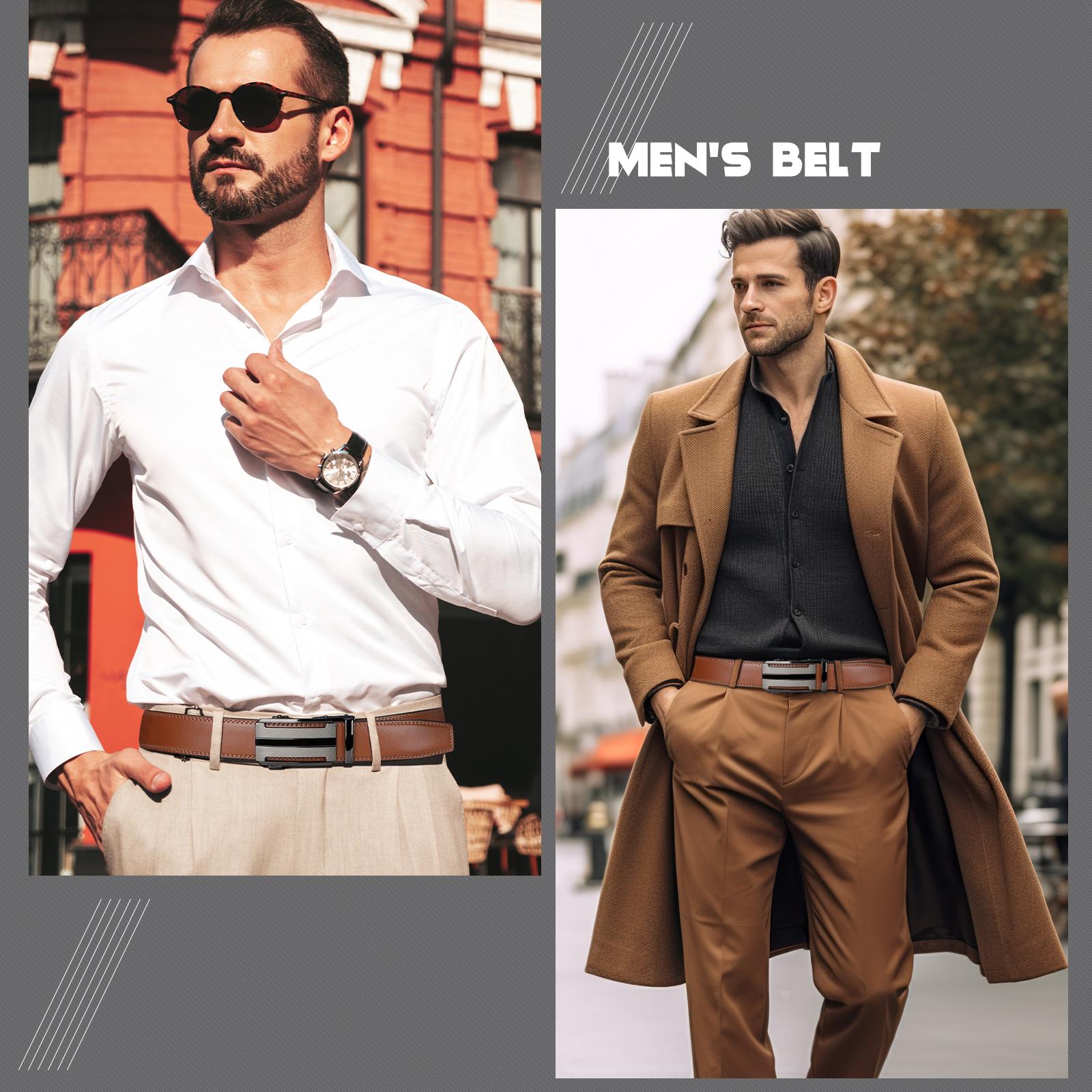 Father's Day Gift Ratchet Mens Belt Leather, Adjustable Quick Release Click Belts for Mens Jeans, Casual & Work Father's Day Gift Ratchet Mens Belt Leather, Adjustable Quick Release Click Belts for Mens Jeans, Casual & Work