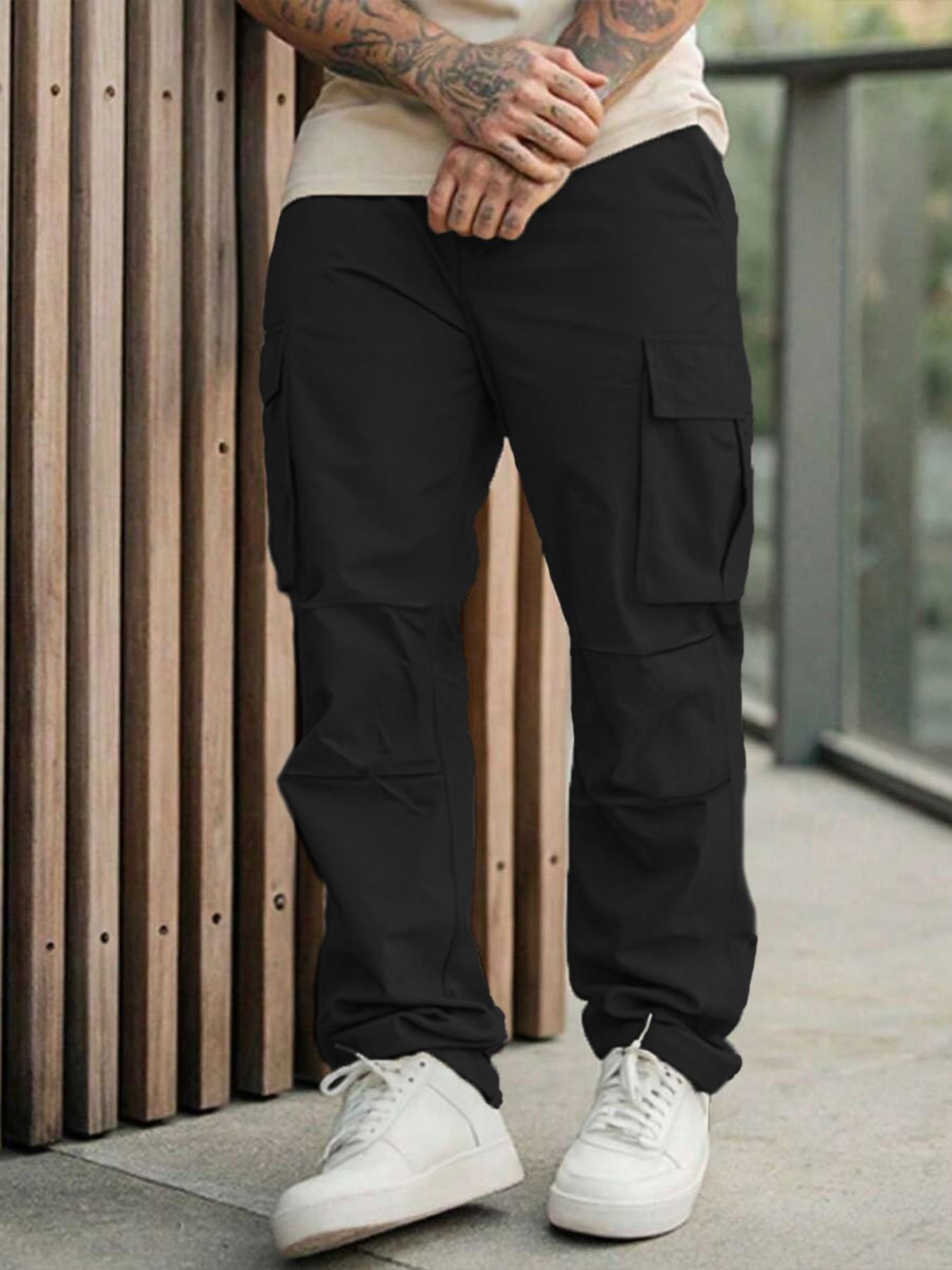 Men's Multi-Pocket Workwear Straight Leg Pants, Loose Breathable Outdoor Tactical Pants, American Vintage Fashion Wide-Leg Workwear Pants