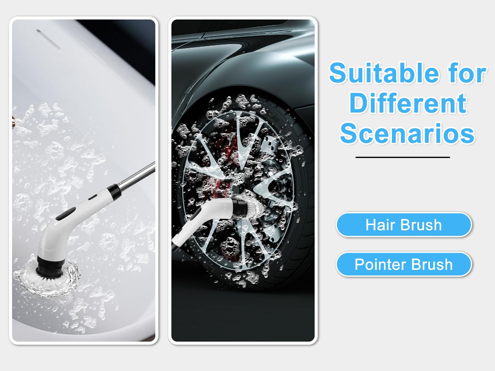 Electric Rotating Cleaning Brush with 2-Speed Settings, Adjustable Extension Rod Handle, and Detachable Brush Heads – Perfect for Cleaning Kitchens, Bathrooms, and More