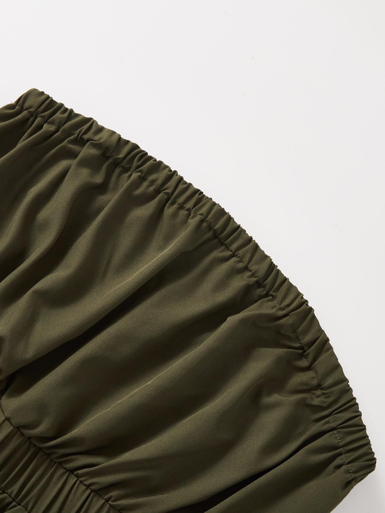 Plus Size Women's Strapless Waist Cinch Romper, Loose Sleeveless Female Jumpsuit, Comfortable Fit Design, Ideal for Daily Wear