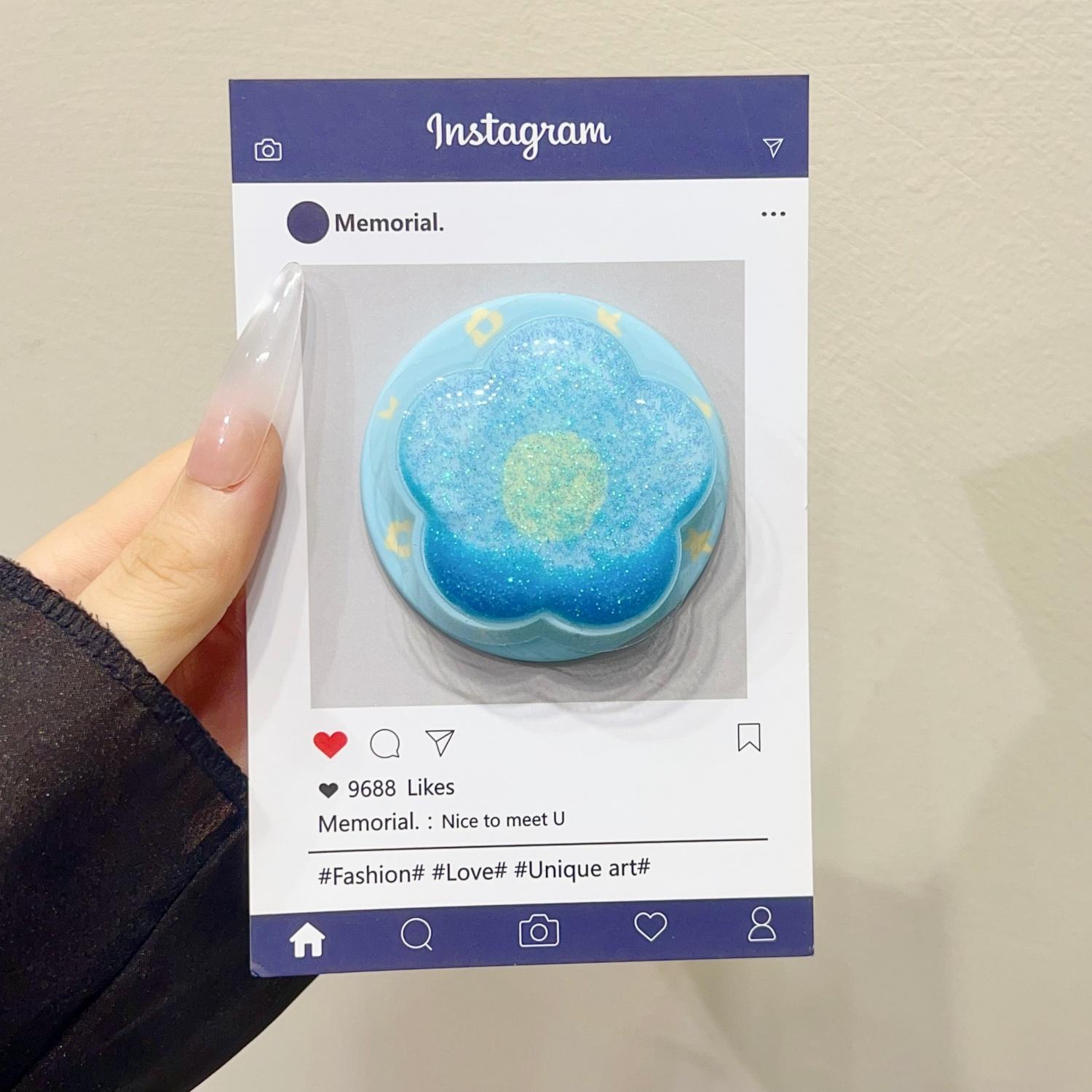 Magnetic Push-Pull Phone Stand, Sand Star Flash Style, High-End Shaking Magnetic Holder, Adjustable Stable Desktop Support, Flower Design, Magnetic Phone Grip