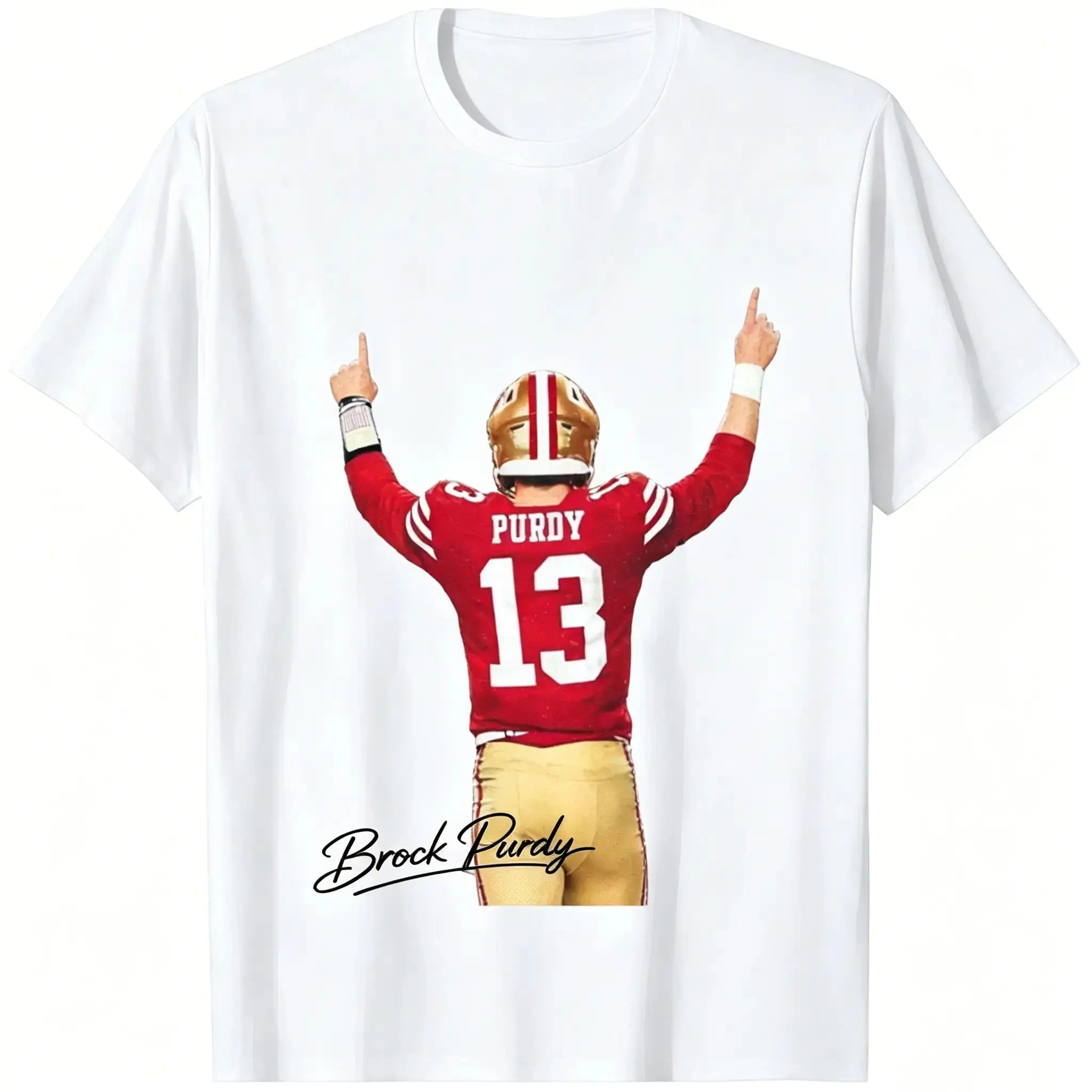 Unisex Brock Purdy San Francisco Football Vintage Graphic Tee 100 Percent Cotton Crew Neck Short Sleeve Sports Top Casual Streetwear Game Day Fan Birthday Holiday Viral TikTok Gift Tops