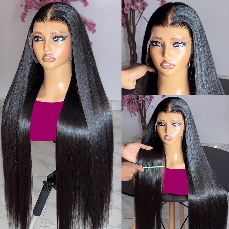 Bling Hair VIP 36 34 Inch 13X4 13X6 Straight HD Transparent Lace Front Wig Human Hair 360 Full Frontal Wigs for Women Brazilian Real Human Hair PrePlucked Natural Black Remy Hair 180% Density 4x4 Closure Wig #TikTokShopHolidayHaul