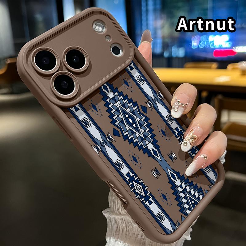 Phone Case for iPhone 17 Pro Max 16 Plus 15 14 13 12 11 Air E Aztec Blue Geometric Pattern Silicone TPU Lens Protective Rugged Durable Soft Cover for boy girl Phone Case for iPhone 17 Pro Max 16 Plus 15 14 13 12 11 Air E Aztec Blue Geometric Pattern Silicone TPU Lens Protective Rugged Durable Soft Cover for boy girl