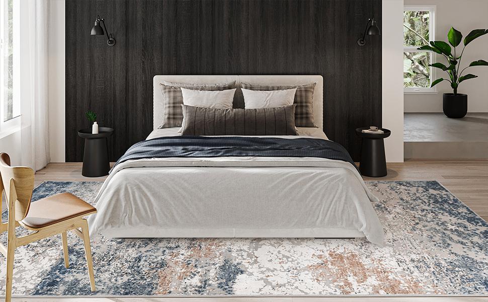 Art&Tuft Large Washable Rug, Anti-Slip Backing Abstract  Area Rugs, Stain Resistant Rugs for Living Room, Foldable Machine Washable Area Rug