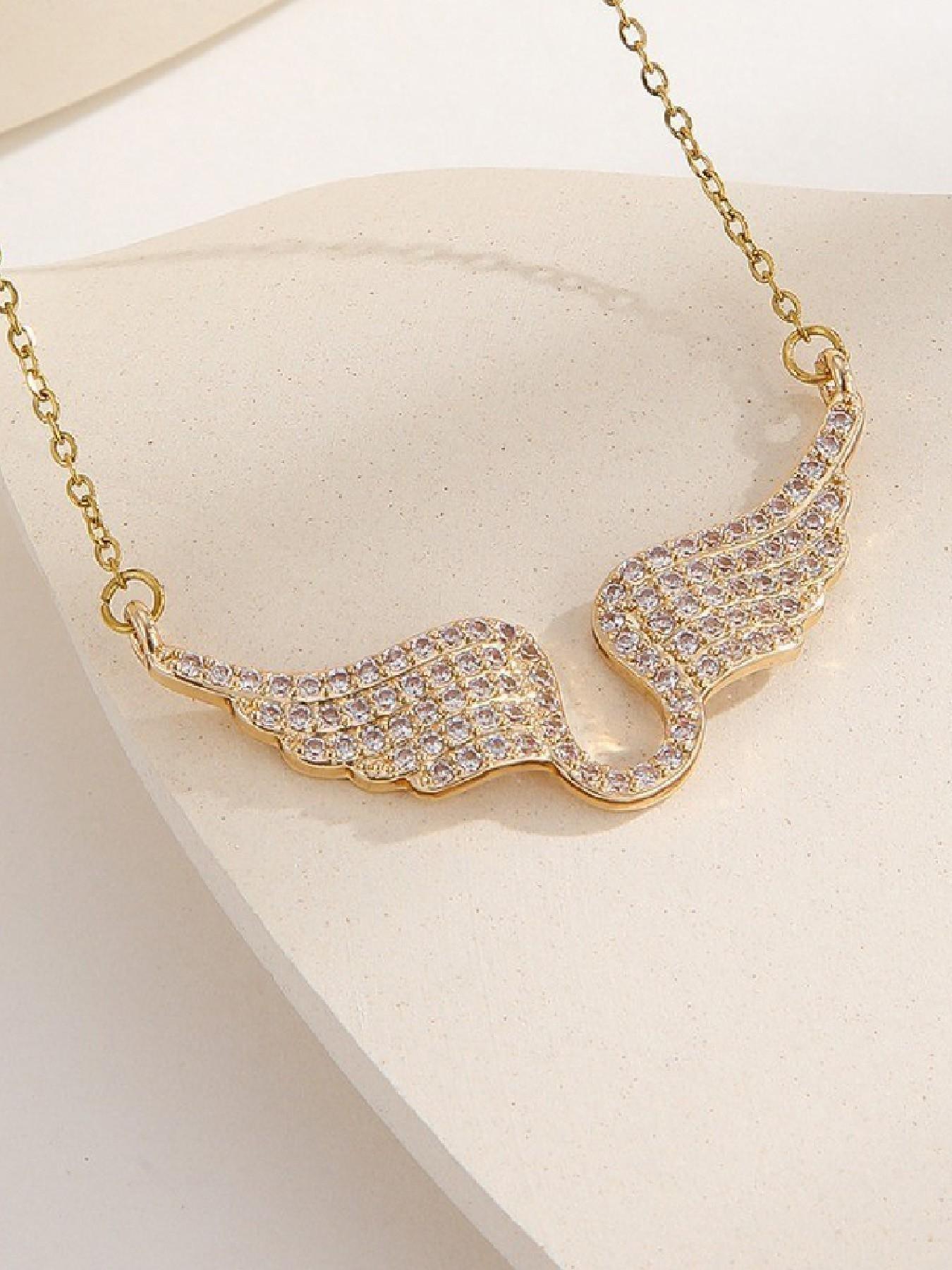 Angel Wing Necklace for Women, Elegant Angel Wings Jewelry, Rhinestone Luxury Chain, Perfect Gift for Special Occasions