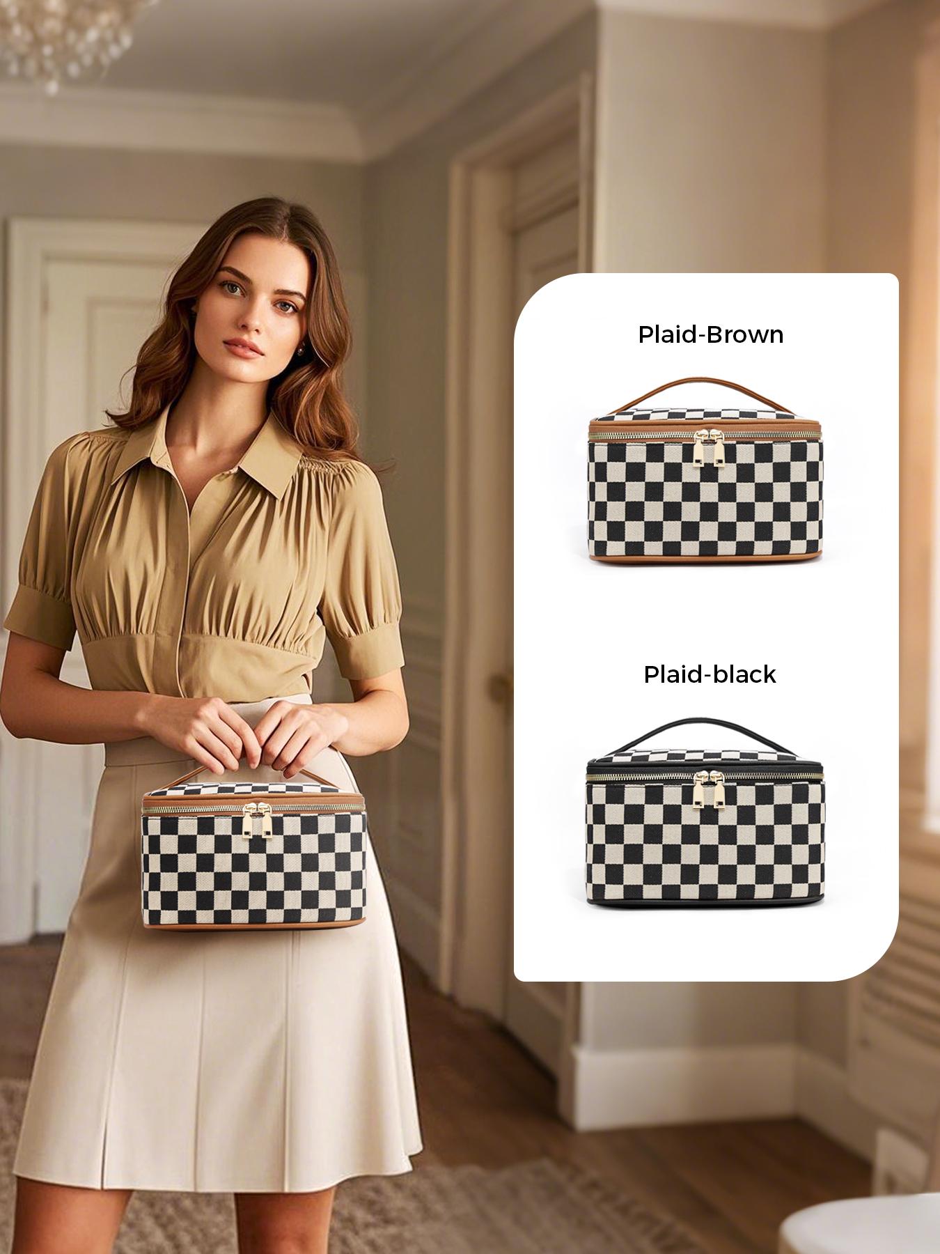 Large Capacity Cosmetic Bag, Portable Zipper Makeup Bag, Cosmetic Travel Bag with Zipper & Carry Handle, Toiletry Case Organizer Storage Pouch, Travel Cosmetic Bags