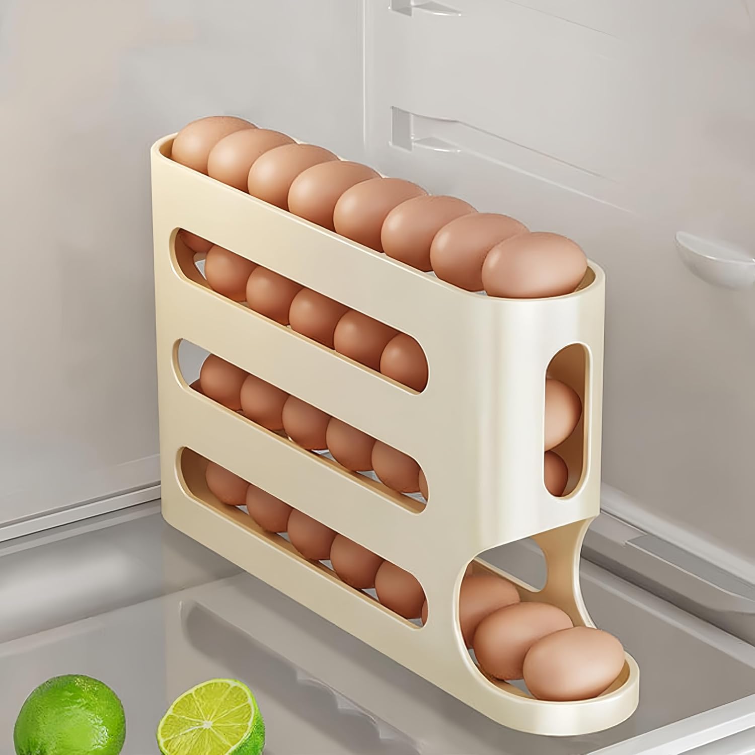 Space-Saving Automatic Rolling Egg Dispenser, 4-Layer Refrigerator Egg Rack, Stackable Fridge Organizer, Holds Up to 30 Eggs, Ideal for Kitchen Organization, Refrigerator Accessories
