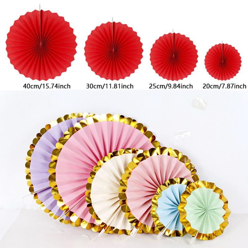 6pcs/set Background Wall Decoration Paper Fan Flowers, Store Opening Backdrop, Birthday Party Decorations, Independence Day Festival Hangings