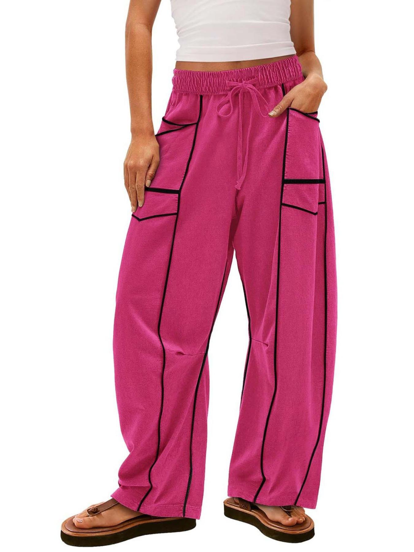Women's Style Loose Wide Leg Casual Sports Drawstring High Waist Long Pants, Comfortable and Stylish Women's Clothing