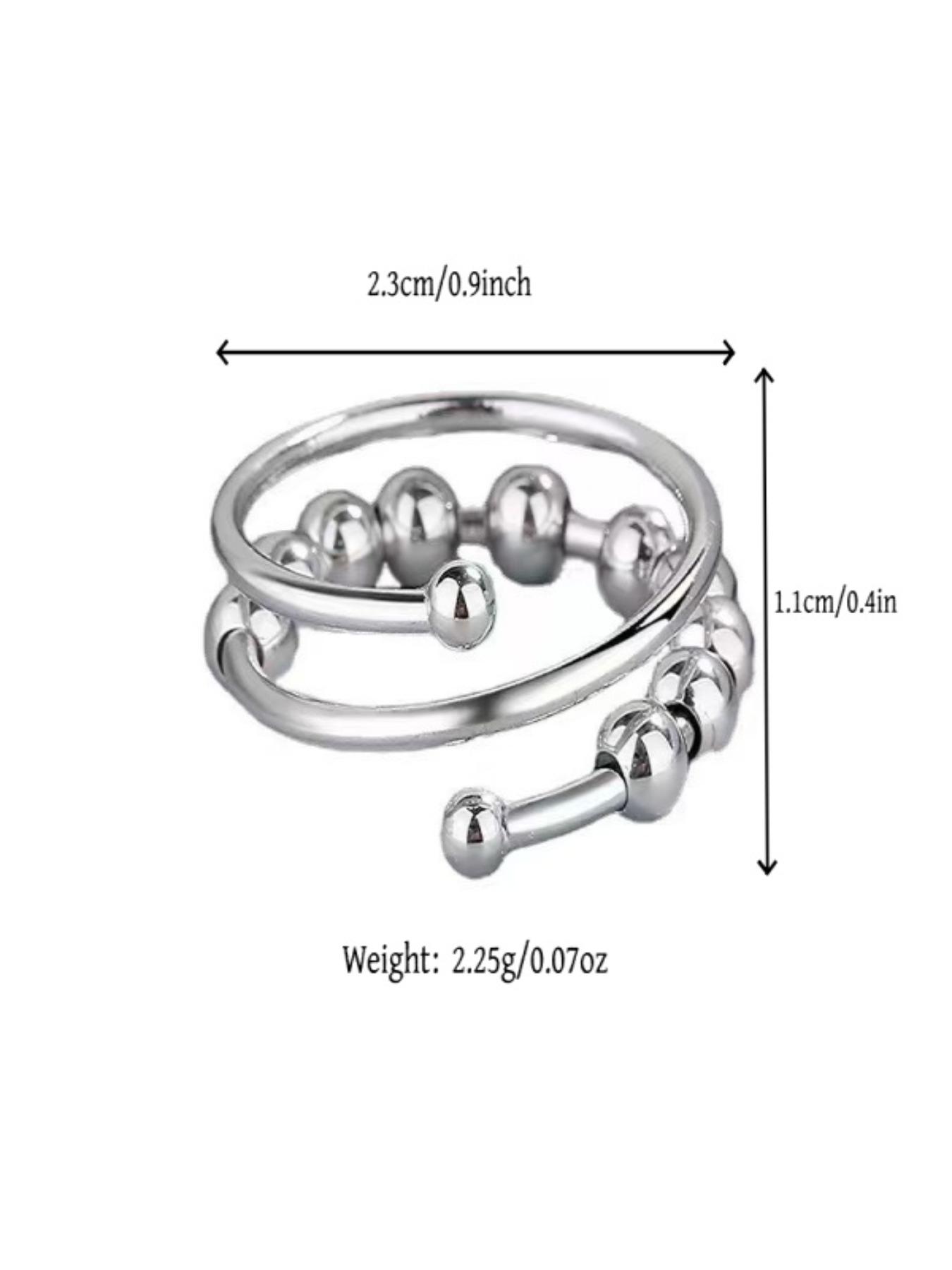 Adjustable Spiral Lucky Bead Anxiety Ring, Open-Ended Stress Relief Ring, Unisex Rotating Bead Relaxation Ring, Perfect for Men and Women