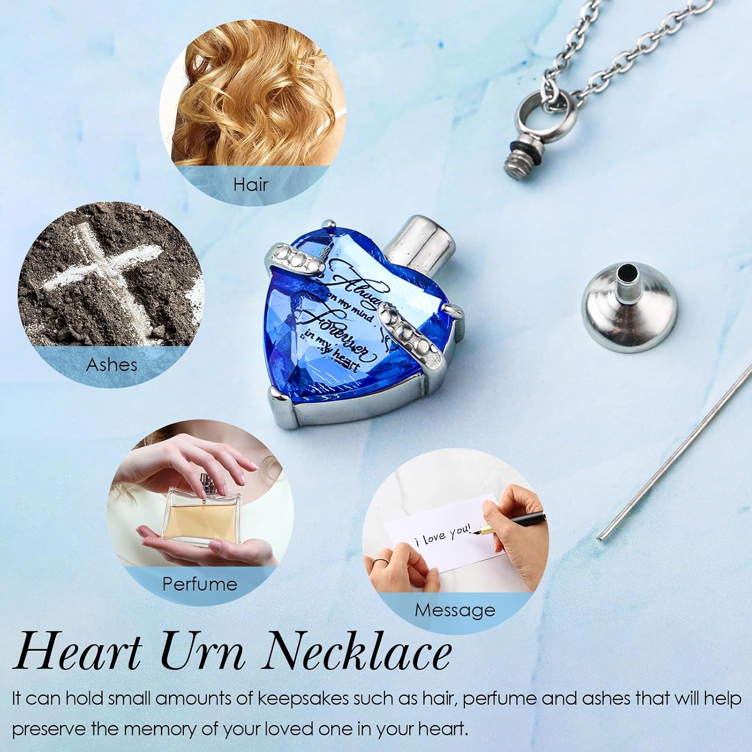 12 count Urn Necklace for Ashes Bulk Cremation  Heart Cubic  Stainless Steel Memorial Locket for Men Women