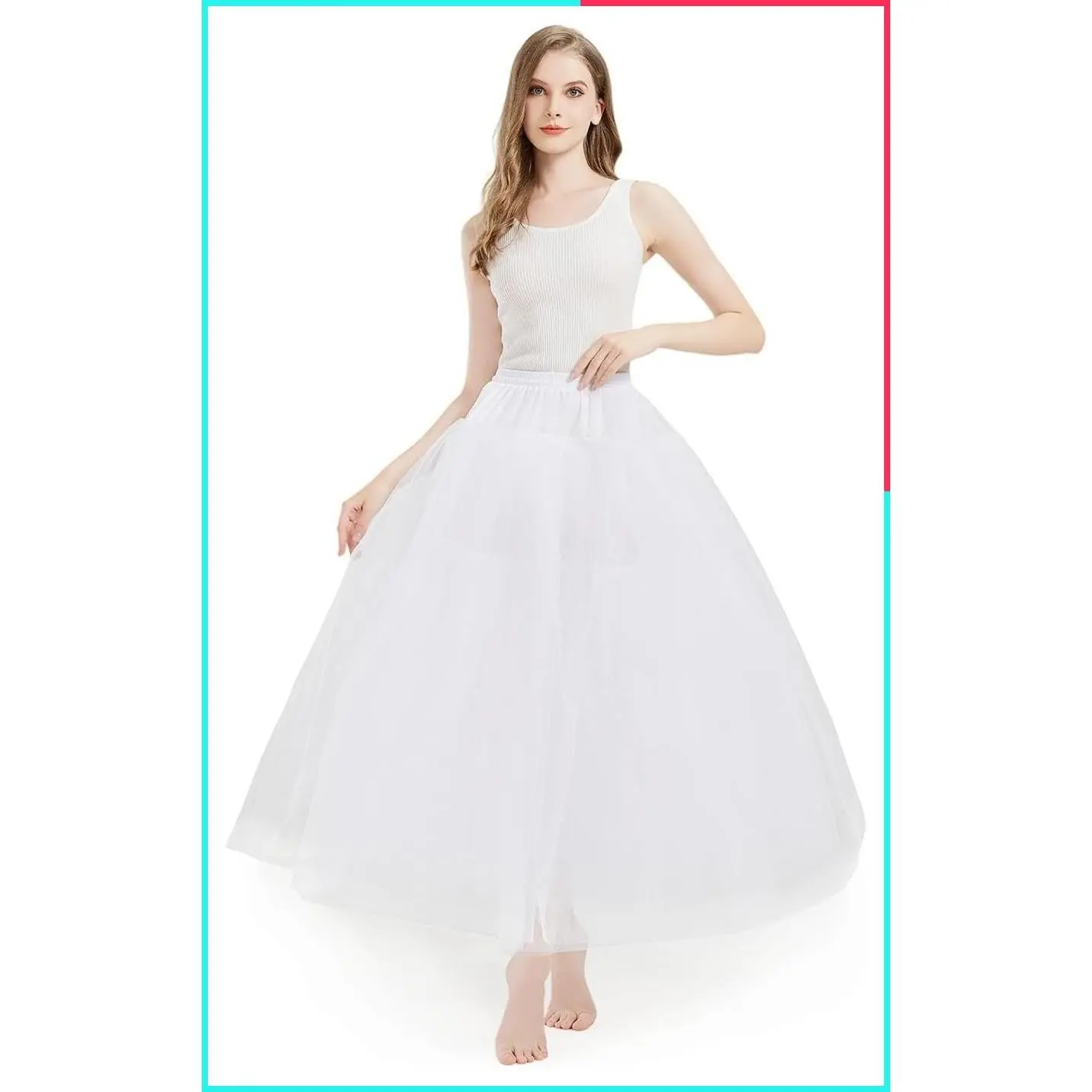 Women's A-Line Hoopless Crinoline Petticoat Underskirt Slip for Wedding Bridal Gowns