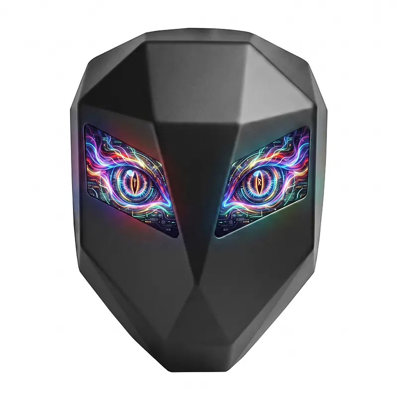 LED Backpack for Adults - Polyester Hard Shell, DIY Pixel Art Screen, Futuristic Mecha Geek Design, Expandable Smart Travel Rucksack with LED Glow Eyes & USB Port, Motorcycle Helmet Bag, Cool Tech Gift (Power Bank Not Included)
