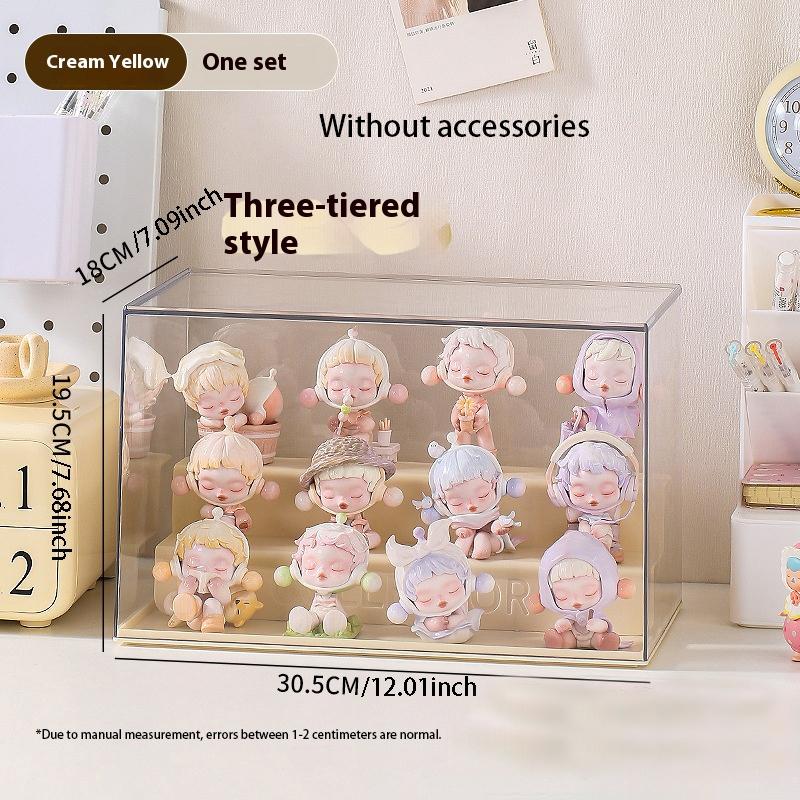 Acrylic Transparent Display Case, Solid Color Blind Box Storage Stand, Dustproof & Stackable Design, Ideal for Toys & Collectibles