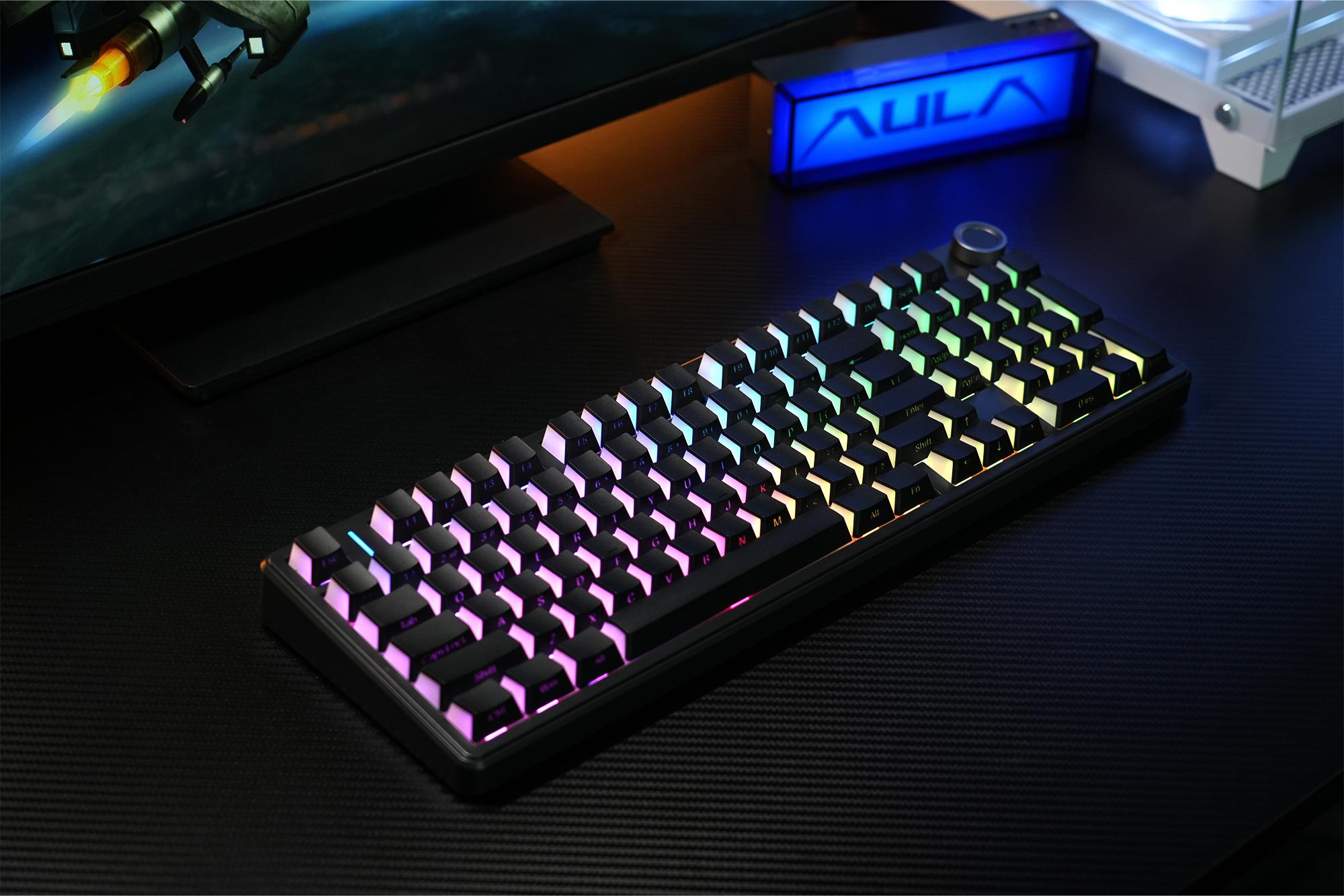 [Silent Switches]AULA F99 Pro Tri-Mode Mechanical Wireless Keyboard with Knob, BT5.0/USB-C/2.4GHz,Hot Swappable,Pre-lubed Switches,Gasket Structure,RGB Backlit Computer Gaming Keyboard (Black) Creamykeyboard Office PC Accessories TikTokShopfalldealsforyou