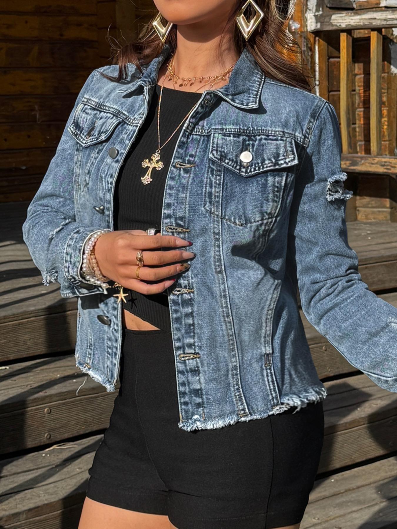 Women's Fitted Long Sleeve Button-Front Jacket, Casual Plain Design Outerwear, All-Season Fashion Essential for Daily Wear