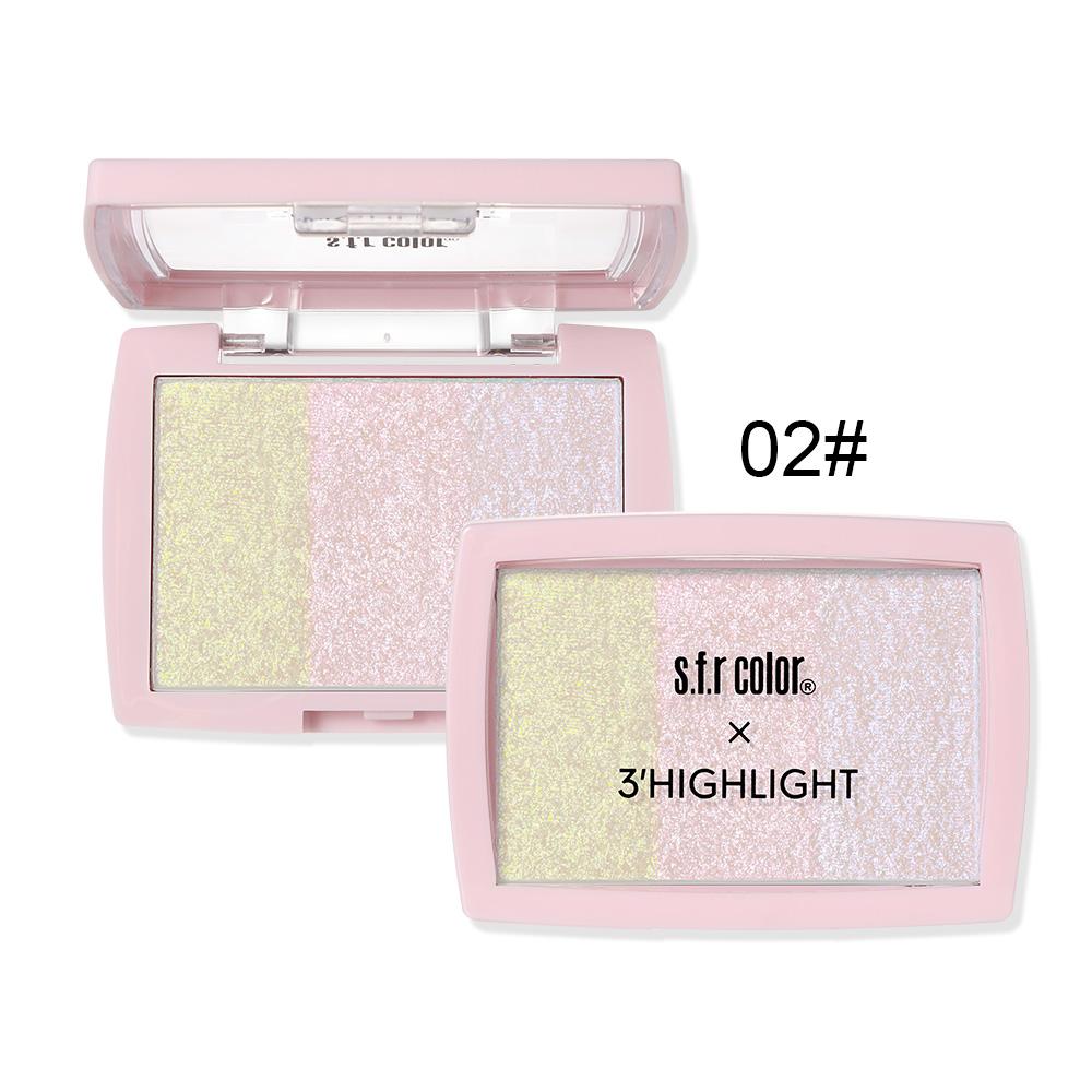 Multifunctional Three-Color Highlighter for Cheeks, Waterdrop Finish Korean Makeup, Brightening Face Illuminator, Beauty Essential