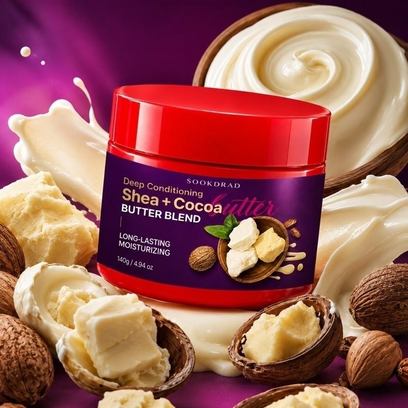 Shea Cocoa Butter Blend, Deep Conditioning, Long Lasting Moisturizing, For All Skin Types, Body Butter, Daily Body Cream, 140g