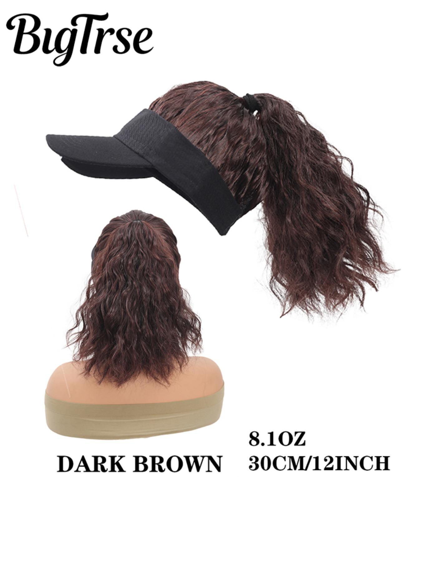12-Inch High Ponytail Wavy Wig Hat, Summer Sun Protection Cap, Full Volume No Maintenance, Ideal for Outdoor Activities and Daily Wear