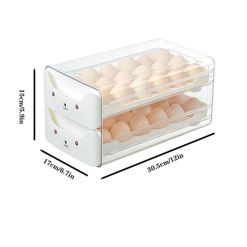 Double Layer Fresh Egg Storage Container, Holds 18 Eggs Per Layer, Transparent Stackable Plastic Tray with Handle, Fridge Organizer, for Fridge Kitchen Home, Household Items, Refrigerator Accessories
