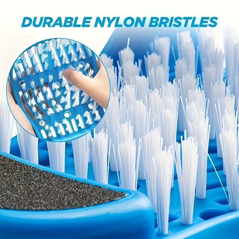 1pc Lazy Foot Cleaning Brush with Cloth Bristles - No Electricity Needed, Anti-Slip Grip, Compact Design, Easy to Wash - Shower Floor Functional Tool for Busy Professionals, Home SPA Bathroom Accessory (Blue)