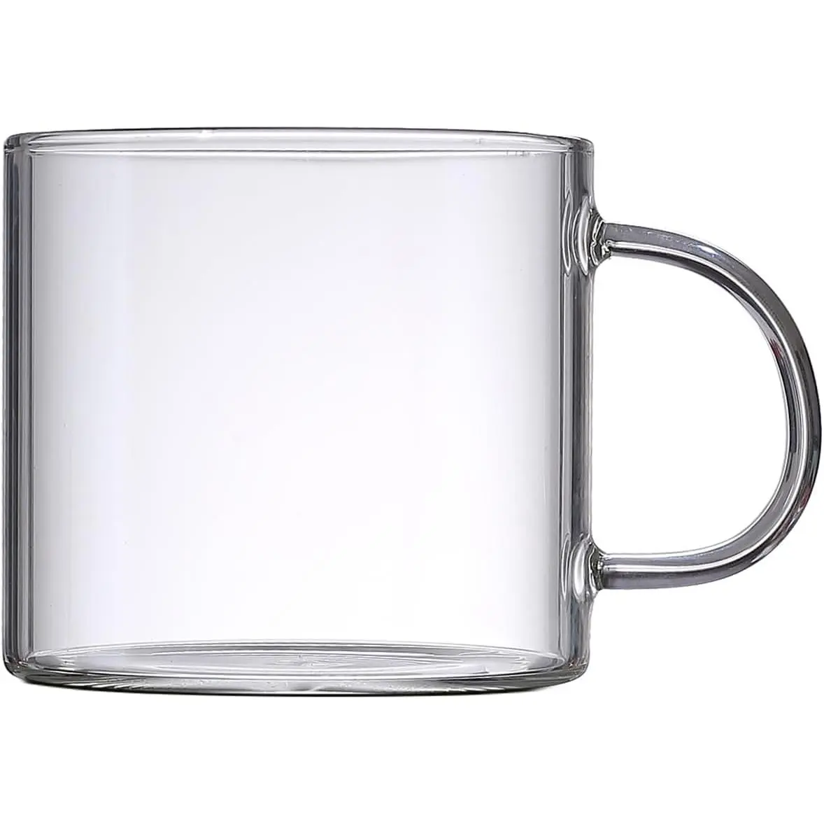 Clear Glass Coffee Mug with Handle, 14.2 oz / 420ml Heat Resistant Borosilicate Glass Coffee Cup, Transparent Glass Mug for Coffee, , Milk, Water,  Office Use, Microwave Safe