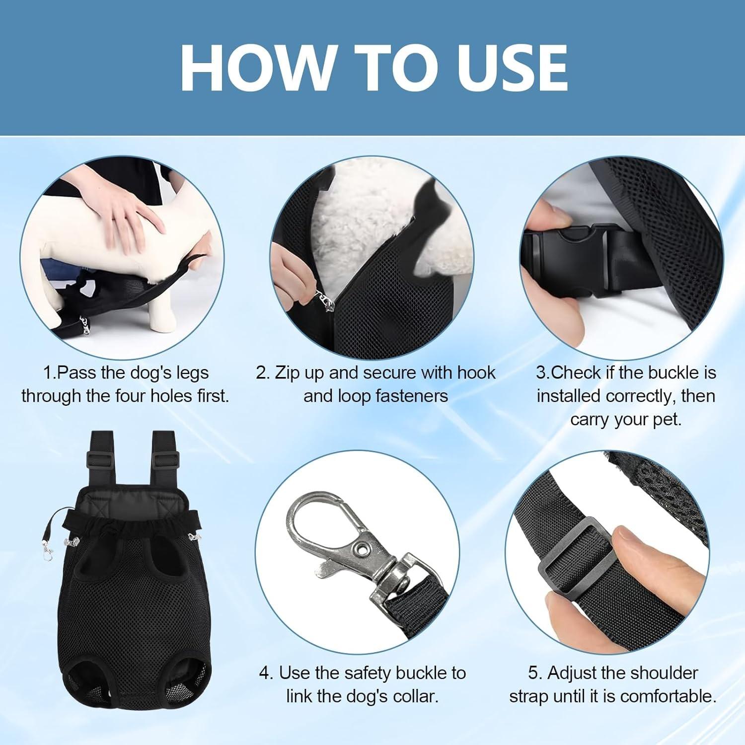 Pet backpack, suitable for cats and dogs, soft and durable small dog chest backpack, suitable for walking/hiking/camping/traveling