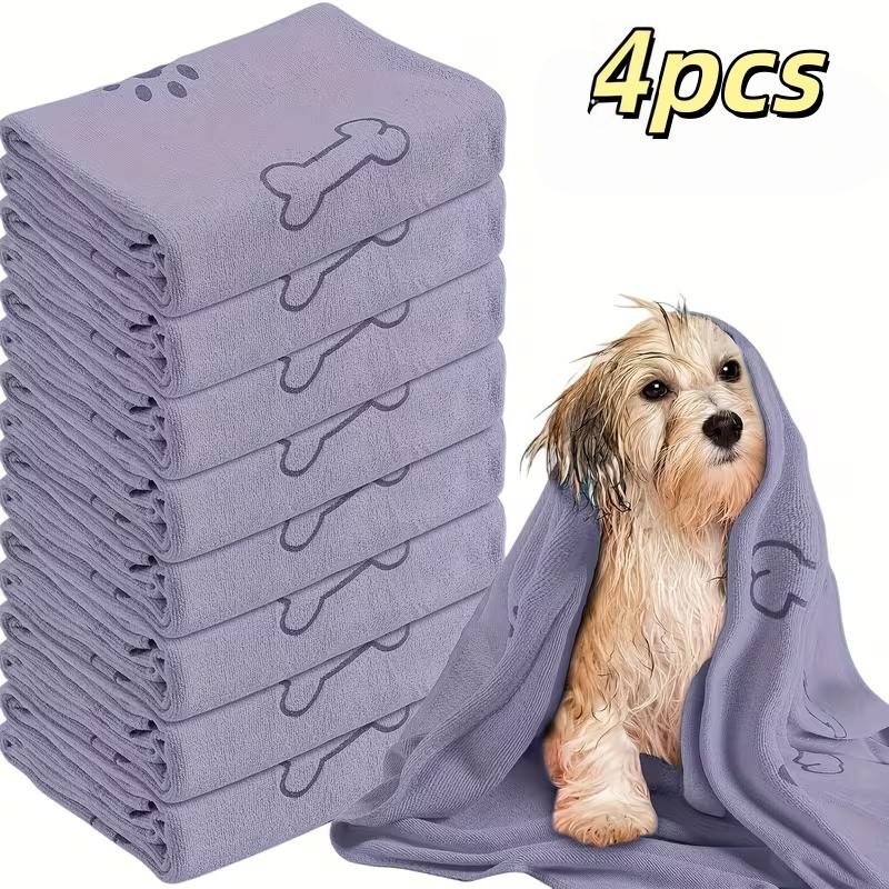 4-Pack Dog Towels, Quick-Dry Microfiber Pet Bath Towels, Medium Size, Durable and Easy to Use, Ideal for Dogs and Cats