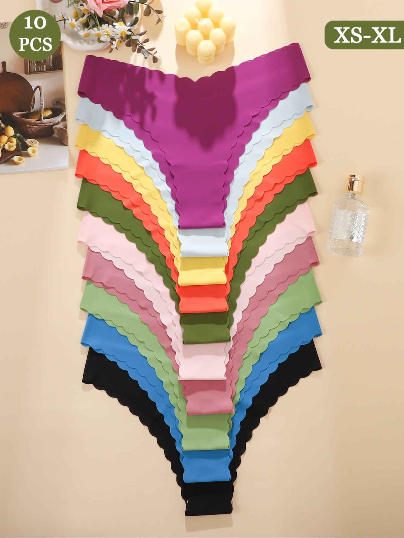 Women's Seamless Wave Design Set, Comfortable Breathable Antibacterial Panties, Fitted All Season Casual Style, Breathable Seamless Knicker