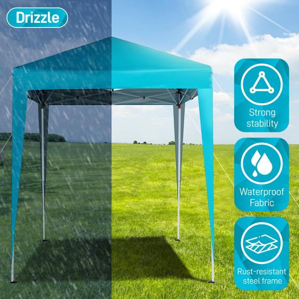 6.5X6.5FT Two Doors & Two Windows Practical Waterproof Right-Angle Folding Tent Lake blue