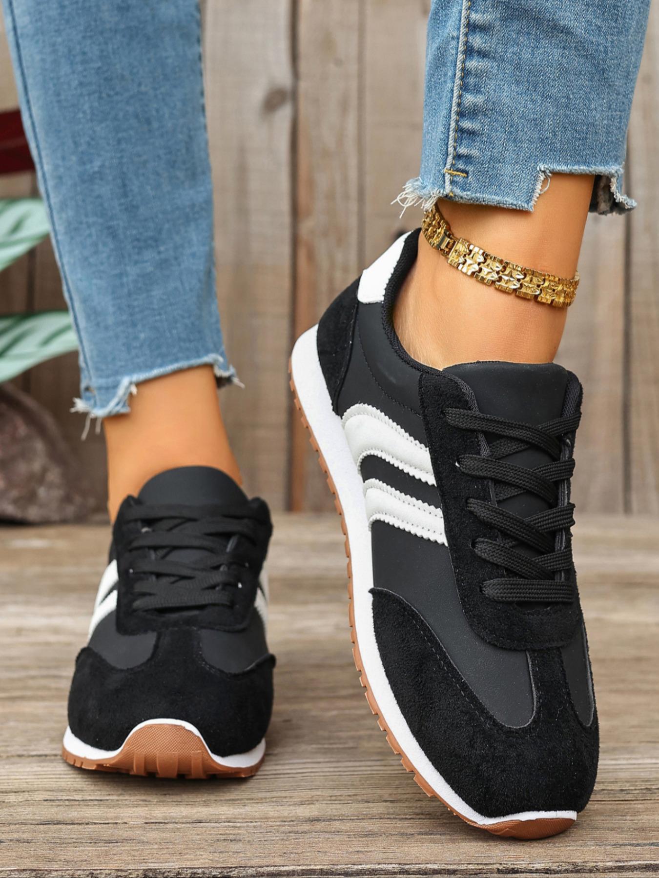 Women's Sporty Lace-Up Running Shoes, Casual Breathable Comfort Sneakers, Workout Sneakers, Round Toe Daily Wear Athletic Footwear for Women