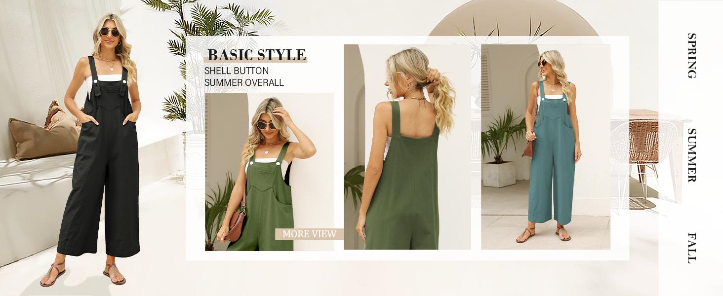 Women's Summer Cotton Linen Bib Overalls Baggy Sleeveless Adjustable Wide Leg One Piece Jumpsuits Womenswear Casual Fabric Soft Basic Minimalist Strap Strappy Women's Summer Cotton Linen Bib Overalls Baggy Sleeveless Adjustable Wide Leg One Piece Jumpsuits Womenswear Casual Fabric Soft Basic Minimalist Strap Strappy