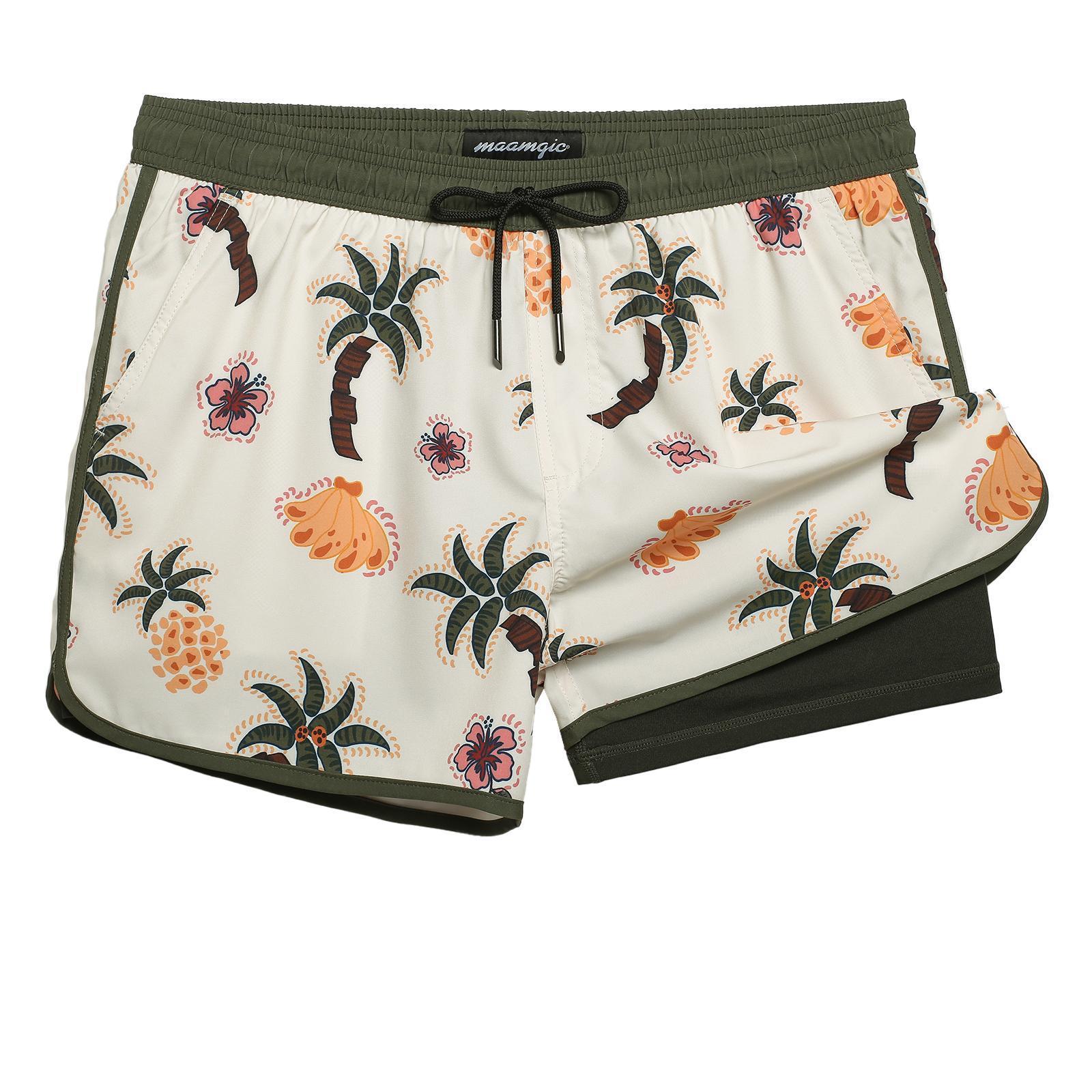 Vintage Dragon Orange 4.5" Swim Trunks - Comfortable Fit, Authentic Design with Classic Dragon Pattern, Elastic Waistband with Drawcord, Pockets Swimming Shorts Men Beach