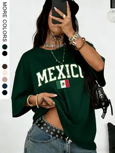 Women's Vintage Loose Mexican Name T-Shirt, Y2K Aesthetic Style, Casual Streetwear, Short Sleeve, Perfect for Trendy and Parties