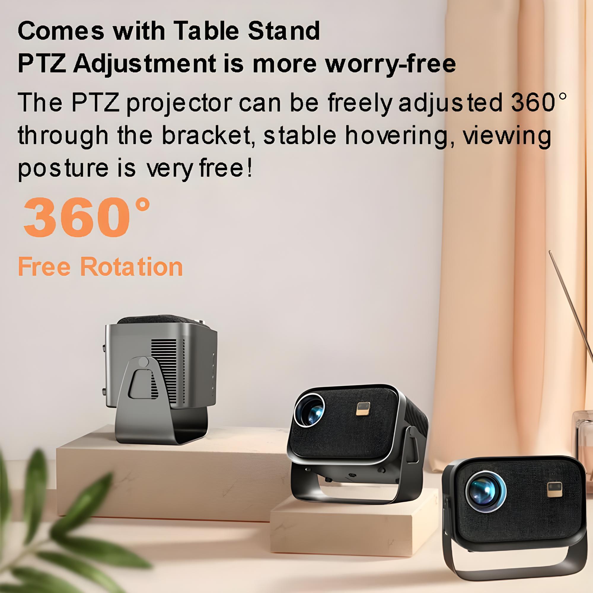 Mini smart projector, 4K1080P decoding ladder adjustment, mobile computer synchronized image function, portable large screen projector for office outdoor room Audio Electronic