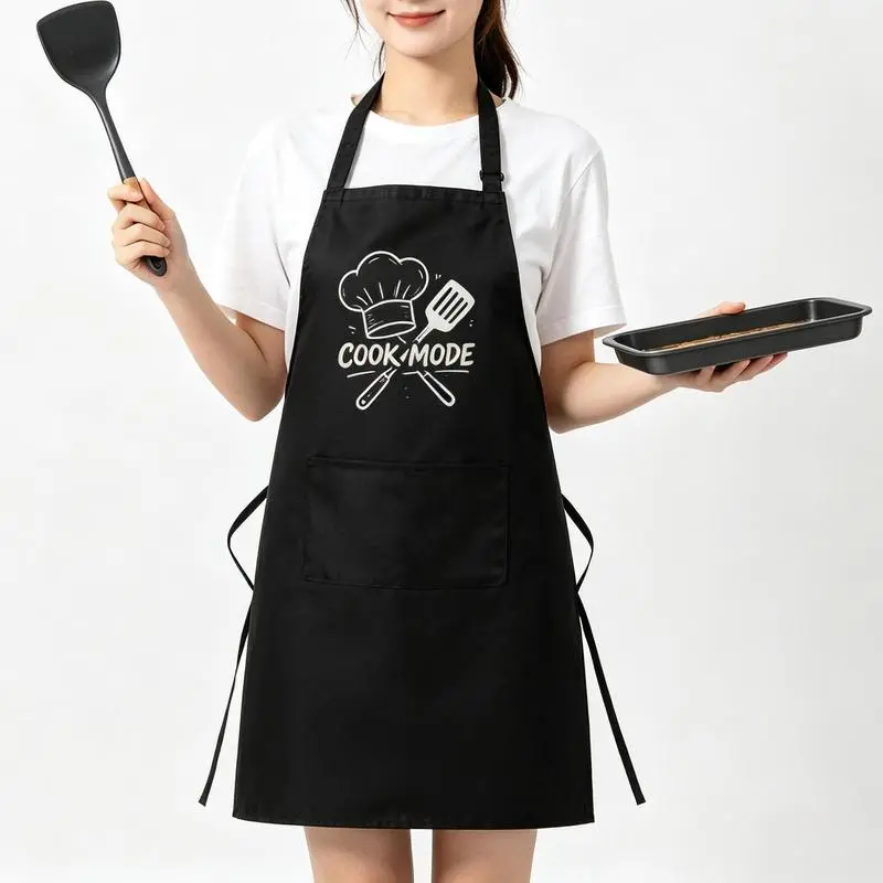 Women's Men's 2-Pack Waterproof Graphic Aprons with Adjustable Neck Strap, Front Pocket, Custom Image Printing, Viral Home-Chef Vibe for Grilling & Daily Household Tasks