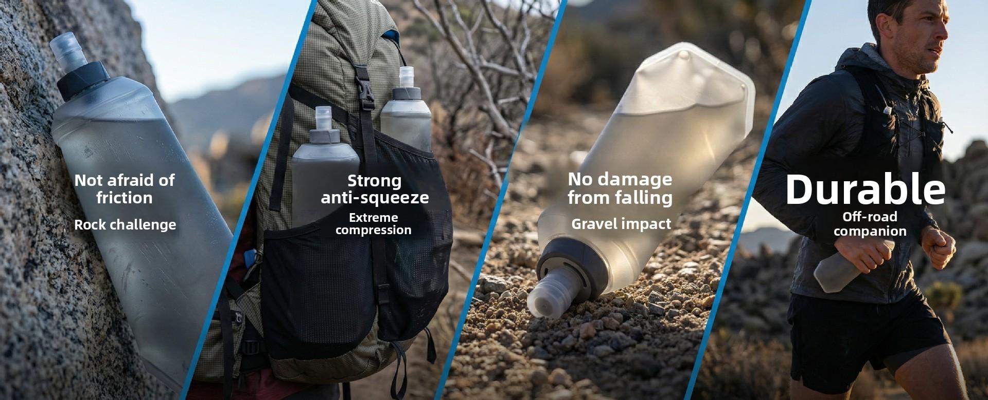 Eco-friendly, non-toxic, foldable soft water bottle for outdoor cycling and running, silicone rotating TPU squeeze-type portable sports water bottle