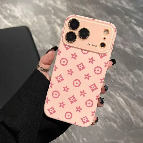 Vintage Print Dopamine INS Style Solid Color Cellphone Cover, Ultra Skin-Friendly Touch, All-Inclusive Lens Cover for iPhone 17 ProMax-17 Air-16 Plus-15-14-13-12 (HM170) Phone Accessories