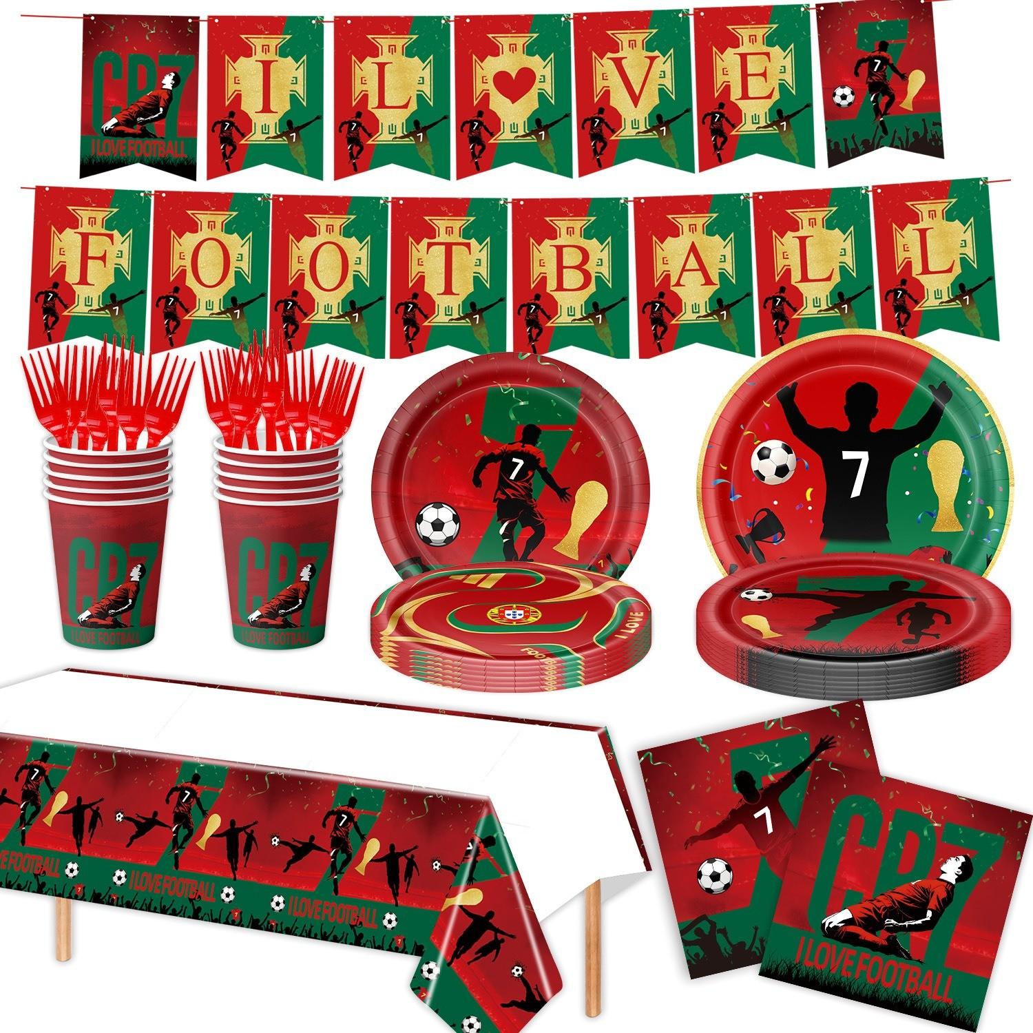 2026 Us Canada Mexico World Cup Ronaldo Theme Football Party Decorations, Disposable Paper Plates and Cups, Perfect for Sports Events