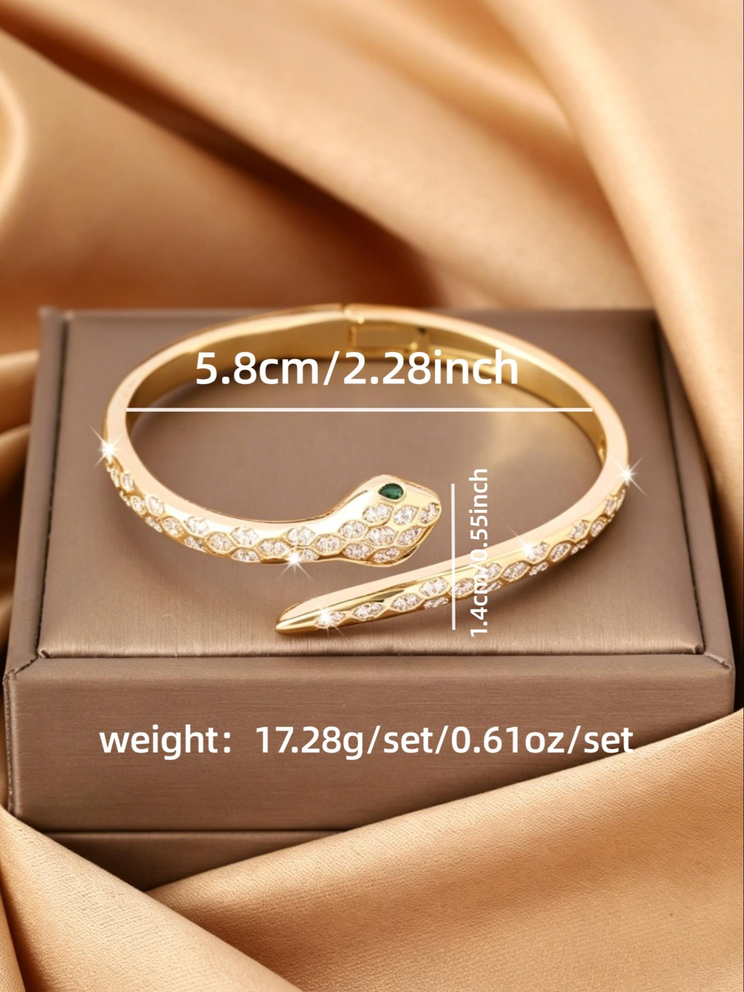 Snake Zircon Bracelet, Eye Snake Head Open Design, Lightweight Luxury Fashion Jewelry, Versatile Personality Accessory