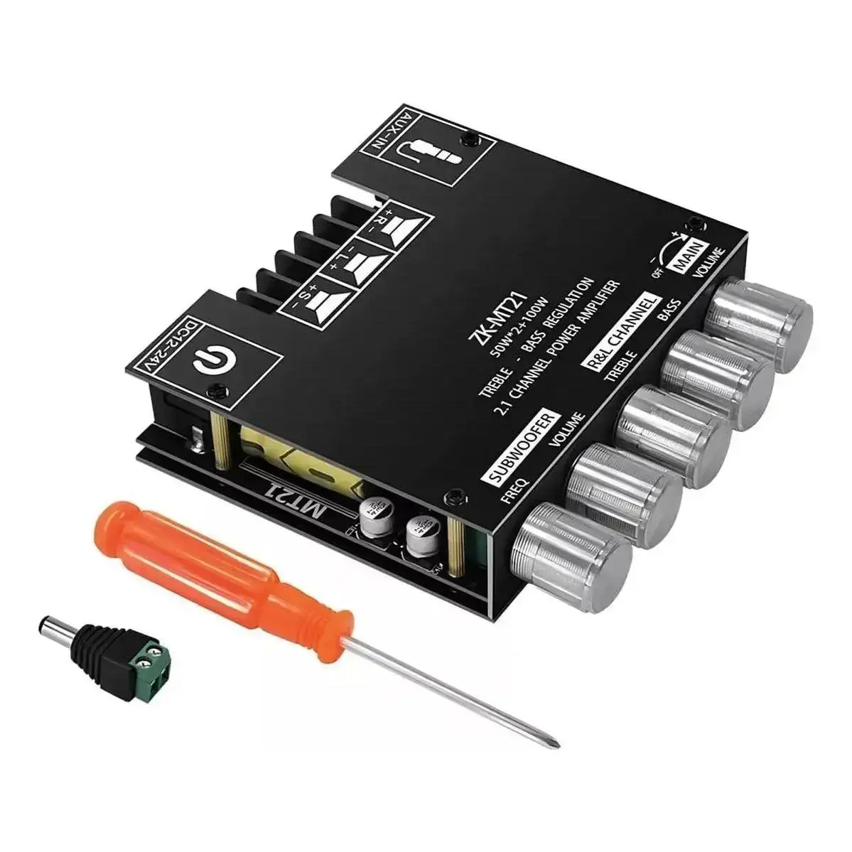 ZK-MT21 Bluetooth 5.0 Audio Amplifier Board, 2.1 Channels 50Wx2+100W, easy installation for speakers and home audio, High Power Sound Module with Low Distortion for Passive Speakers and Subwoofers