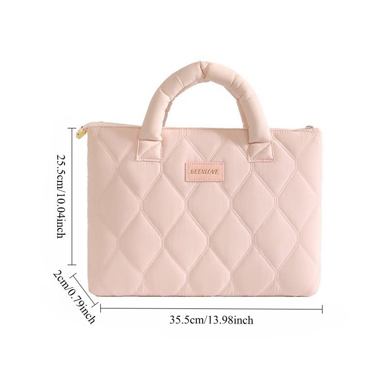 Handheld Laptop Bag for Business Travel, 13 Inch Notebook Computer Case, Portable Storage Organizer, Ideal for On-The-Go Use, Quilted Laptop Bag