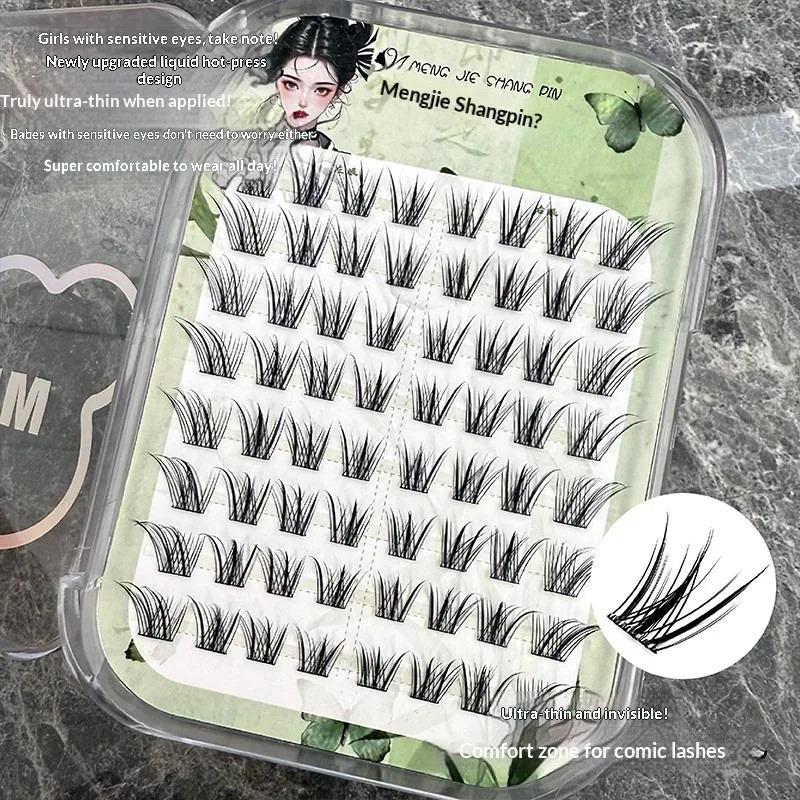 Self Adhesive False Eyelashes Glue Free No Glue Needed Fluffy Fox Eye Style Natural Look Chinese Style Wispy Eyelashes 10-14mm