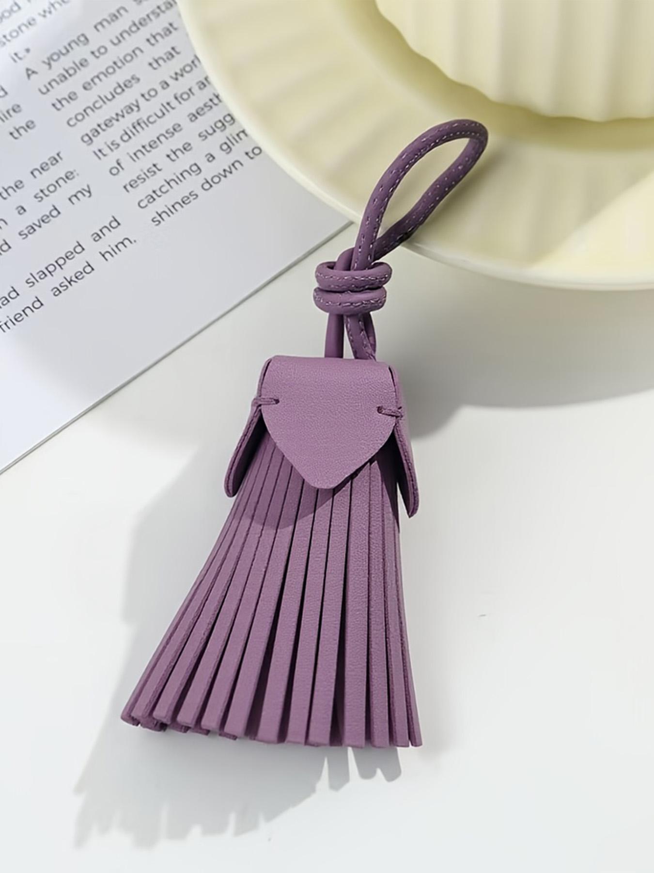 Simple Fashion PU Leather Tassel Bag Charm, Keychain Accessory for All Seasons, Casual Plain Design, Perfect Holiday Gift