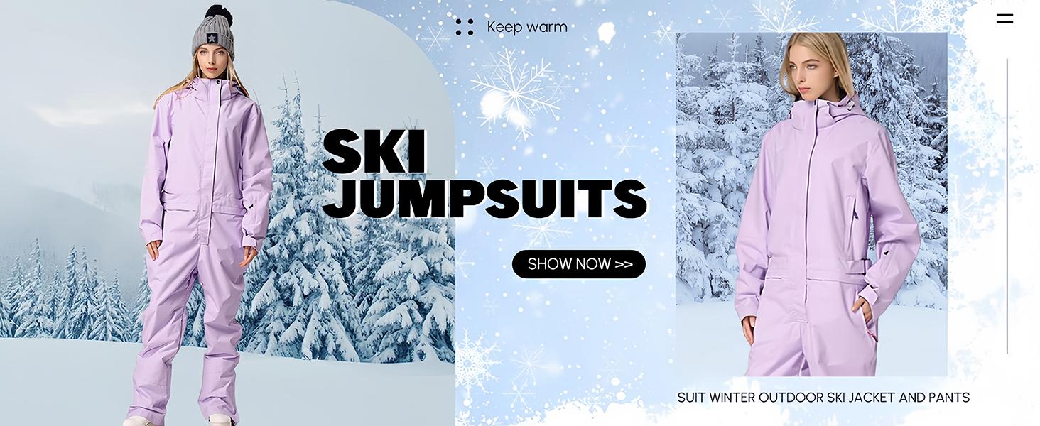 YEEFINE Women and Men's Ski Suits One Piece Jumpsuit Winter Outdoor Waterproof Warm Snowsuits
