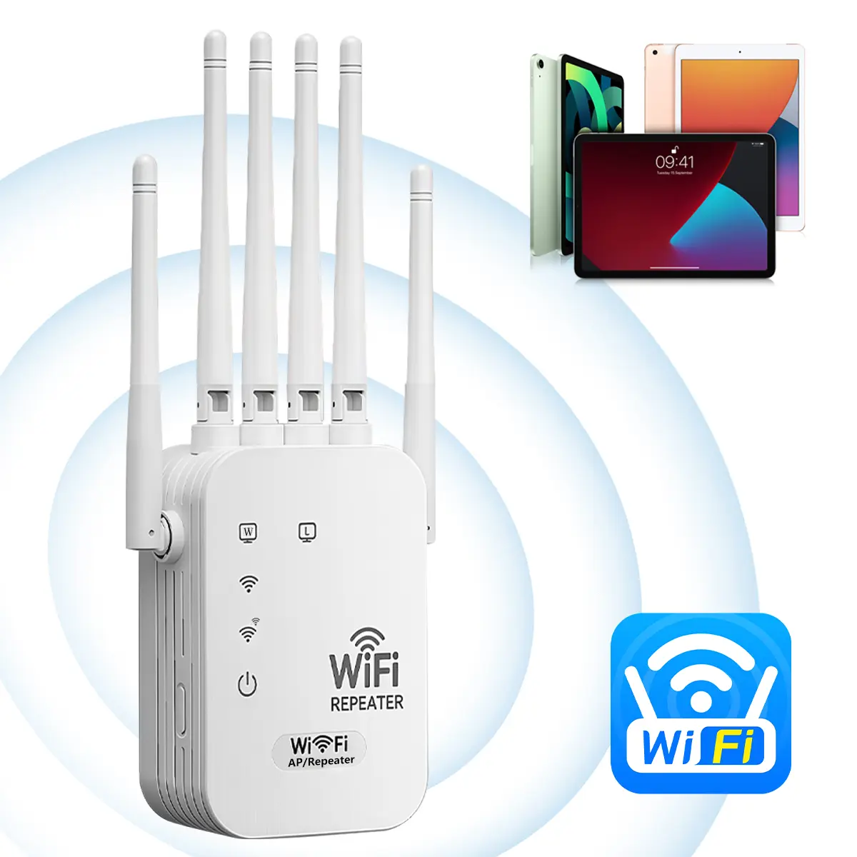 2026 New Version WiFi Extender 2.4GHz 300Mbps, 6 Antenna Wireless Signal Booster, Whole Home Coverage Repeater with Ethernet Port, Stable Connection for Streaming, Gaming and Smart Devices