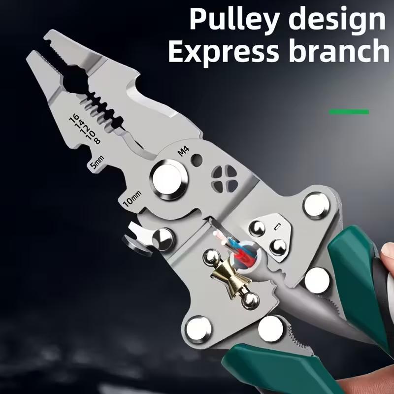 New 16-In-1 Foldable Wire Stripper, Upgraded Multifunctional Professional Cable Cutter, Wirecutters, Ideal for Cutting & Pulling Wires, Tool, Home