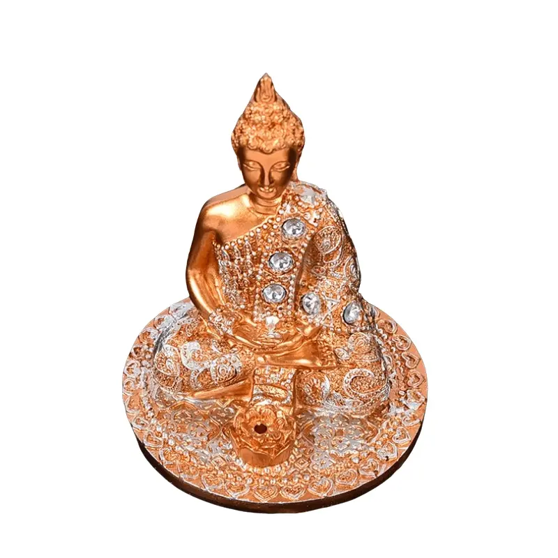 Buddha Resin Sculpture, Decorative Incense Burner for Tea Room Yoga Meditation, Desktop Feng Shui Ornament, Handmade Craftsmanship