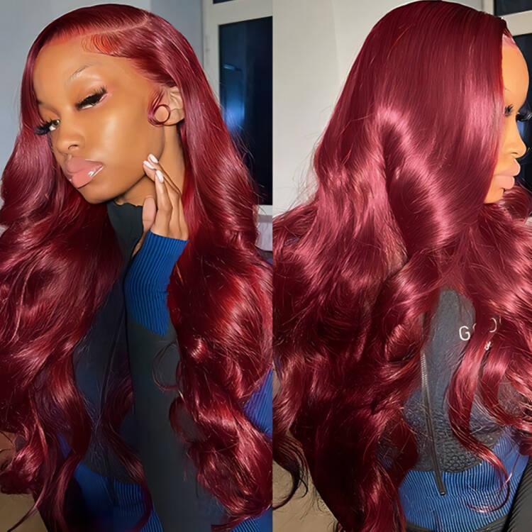 STERLY #99J Body Wave Wig 200% Density Burgundy 13x6 Full Frontal Human Hair Wigs Natural Black Front Wigs #4 Chocolate Brown Smooth Lace Wig Colored Beginner Friendly Wig Pre Plucked Pre Cut Wig #Summervibes #tiktokshopmemorialday
